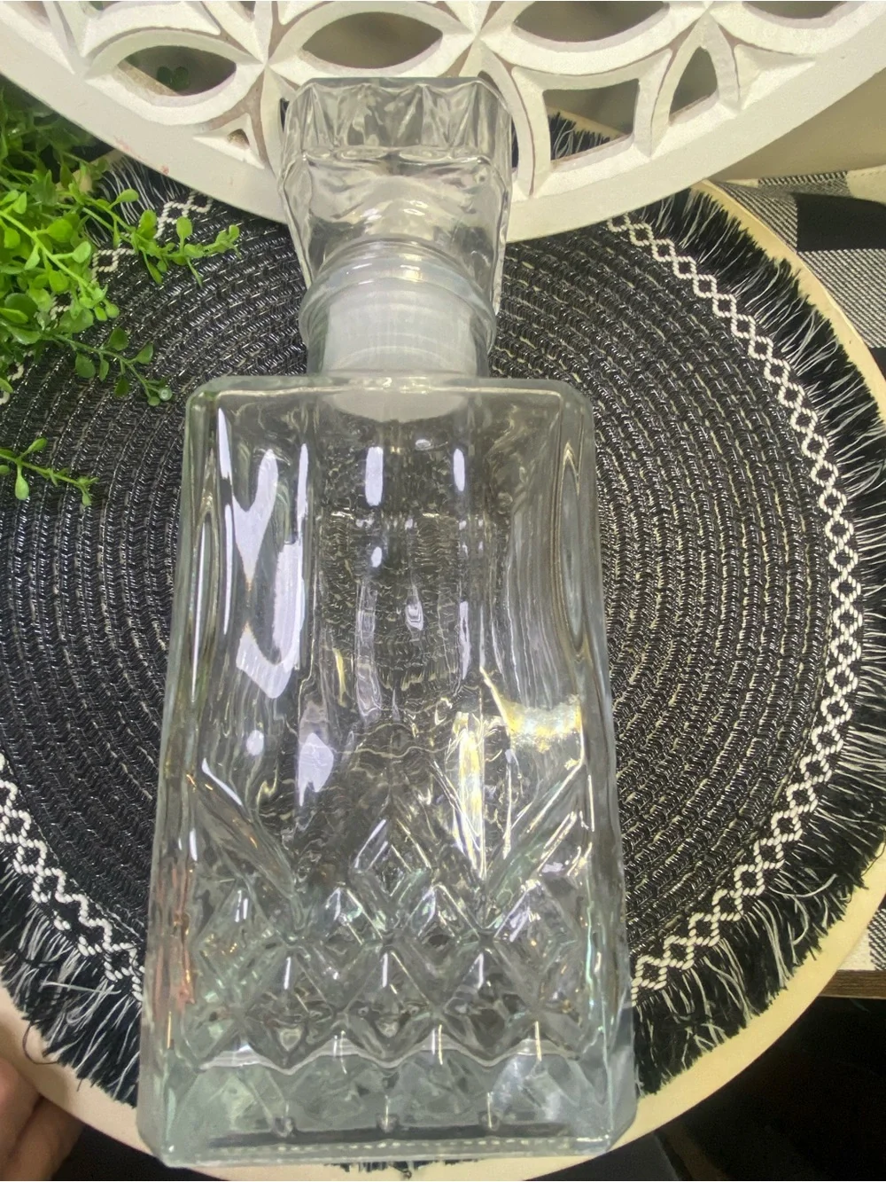 Vintage Bormioli Rocco Square Decanter With Square Topper 32oz & 9‎ 1/2